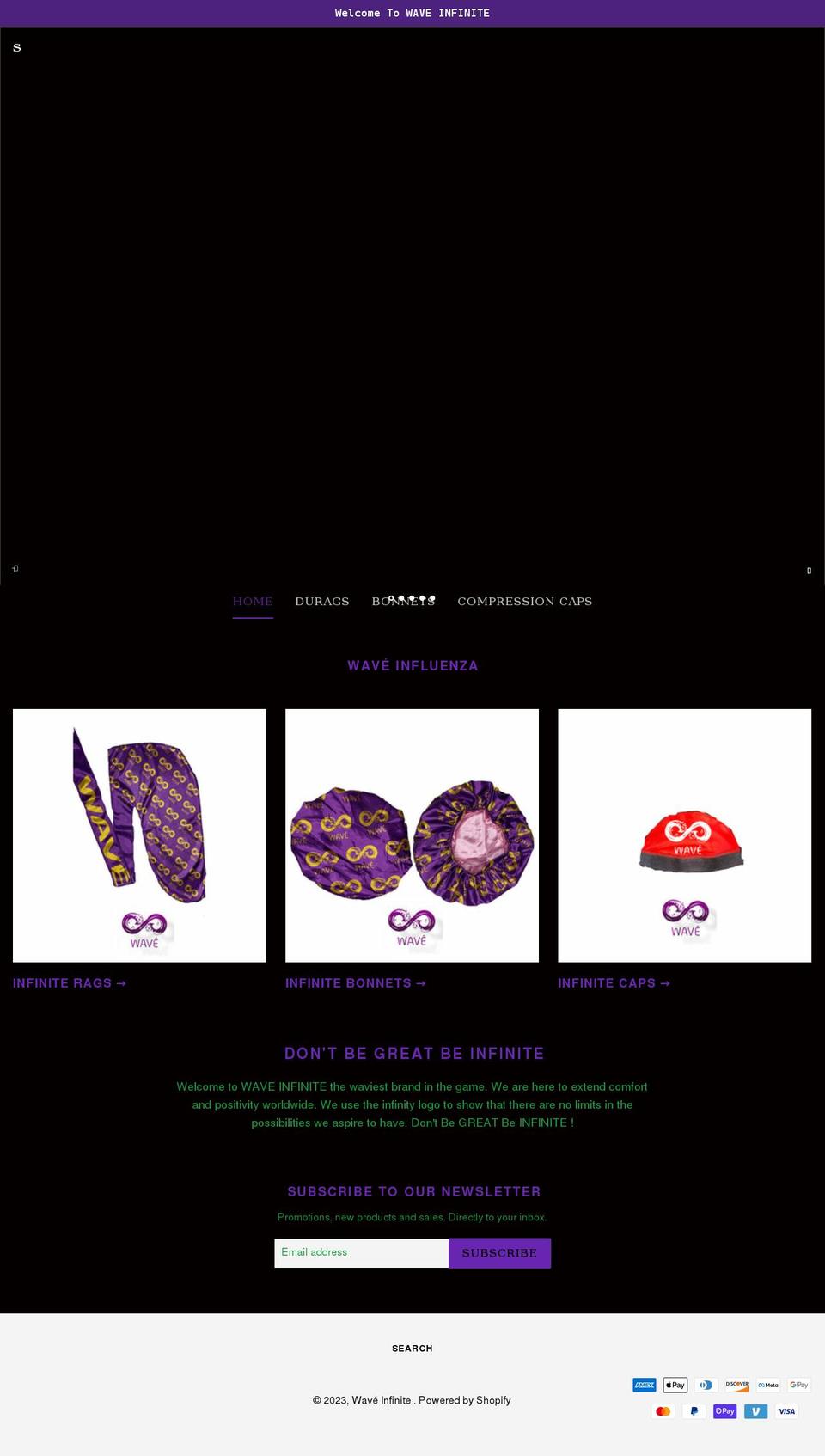 waveinfinite.org shopify website screenshot