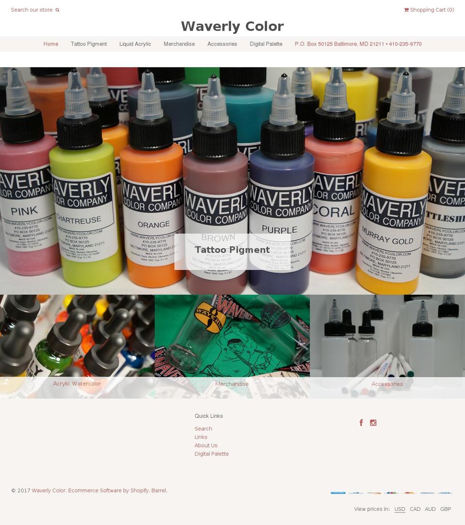 Weekend Shopify theme site example waverlycolor.com