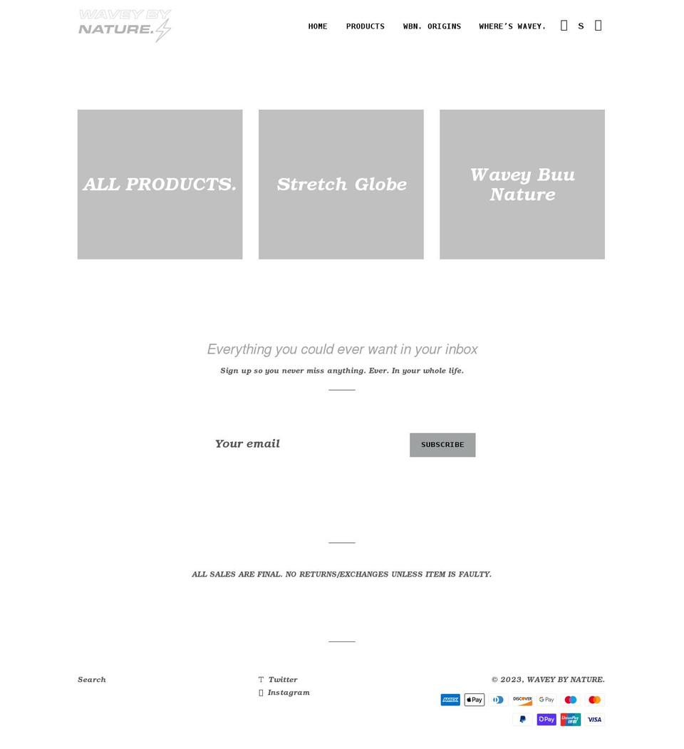 waveybynature.com shopify website screenshot