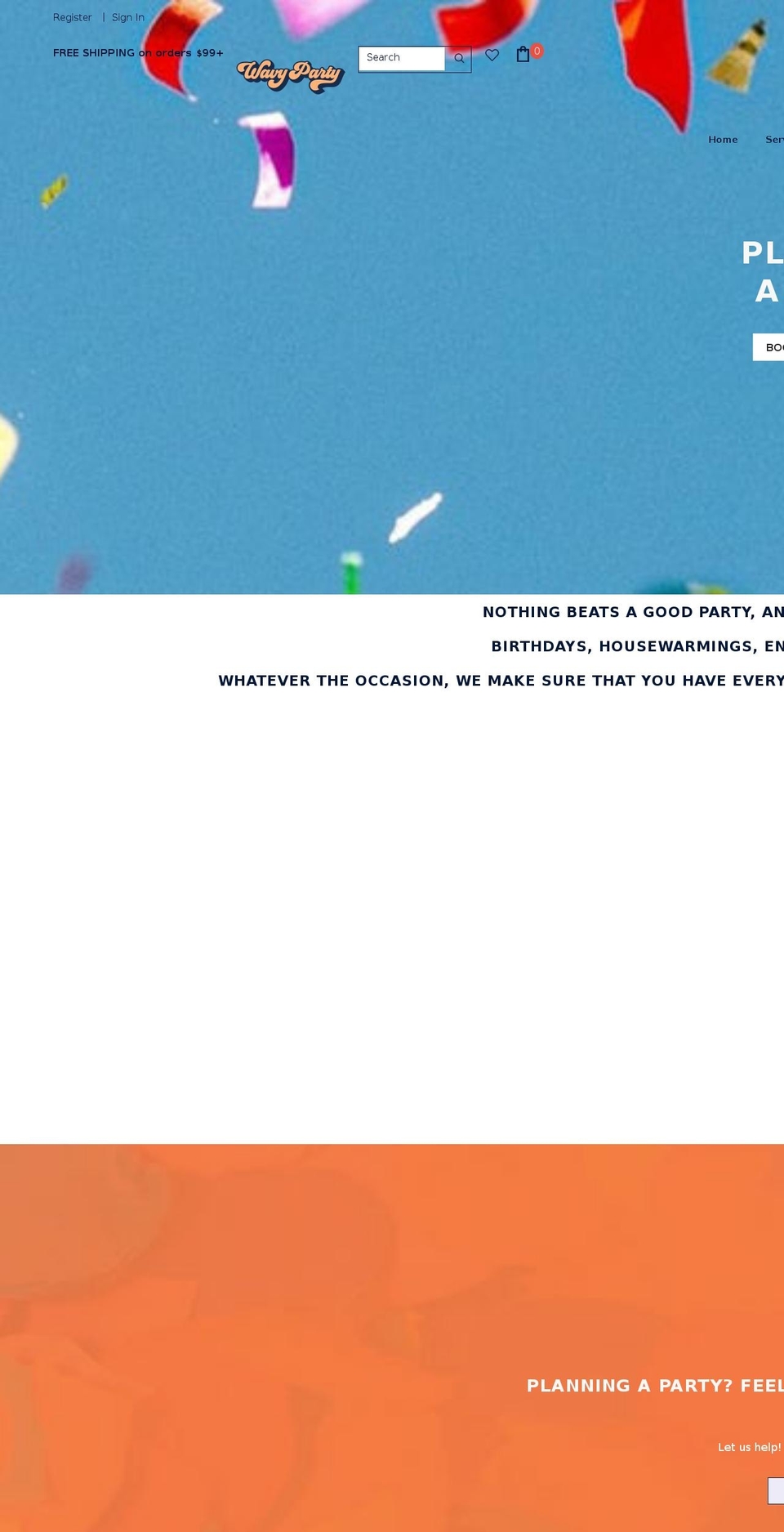 wavyparty.com shopify website screenshot