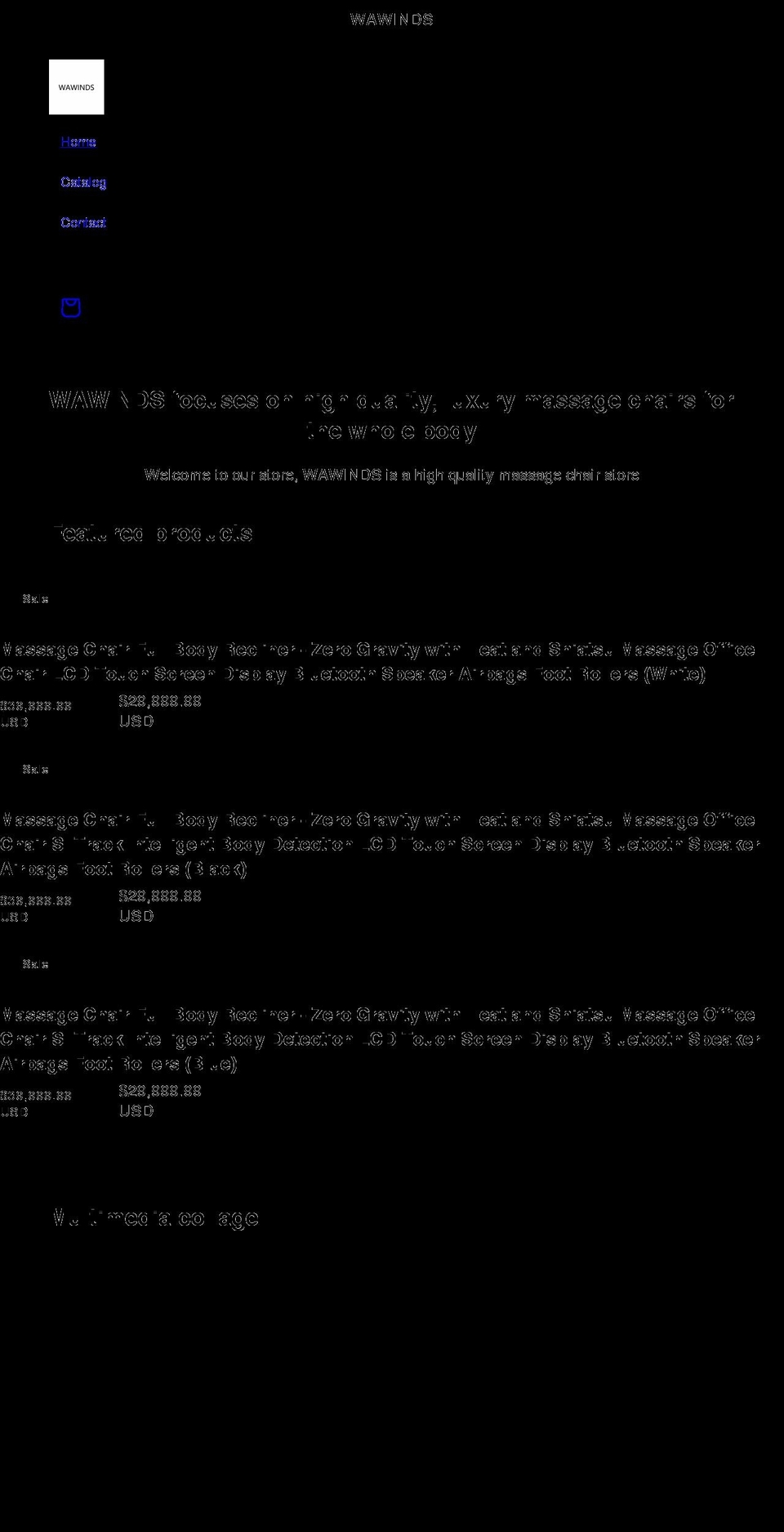 wawinds.com shopify website screenshot