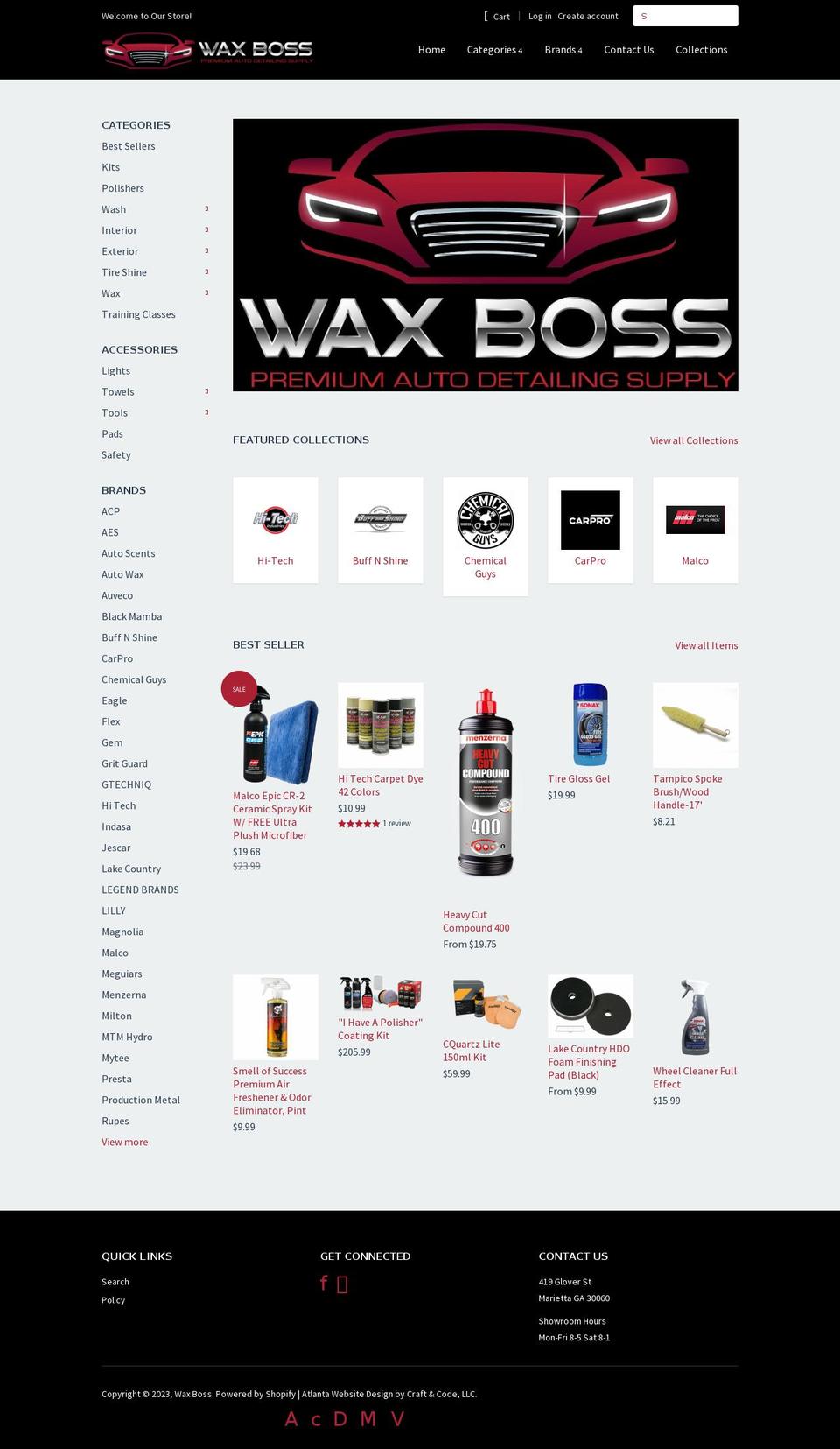 waxboss.com shopify website screenshot