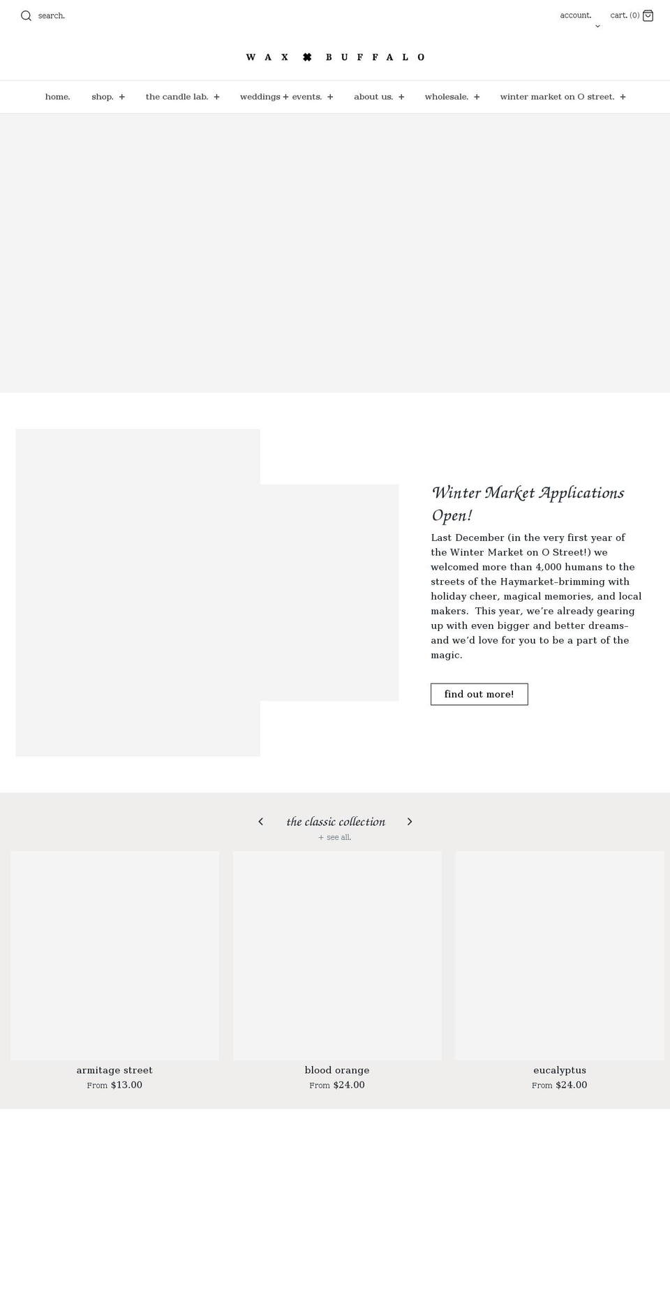 waxbuffalo.com shopify website screenshot