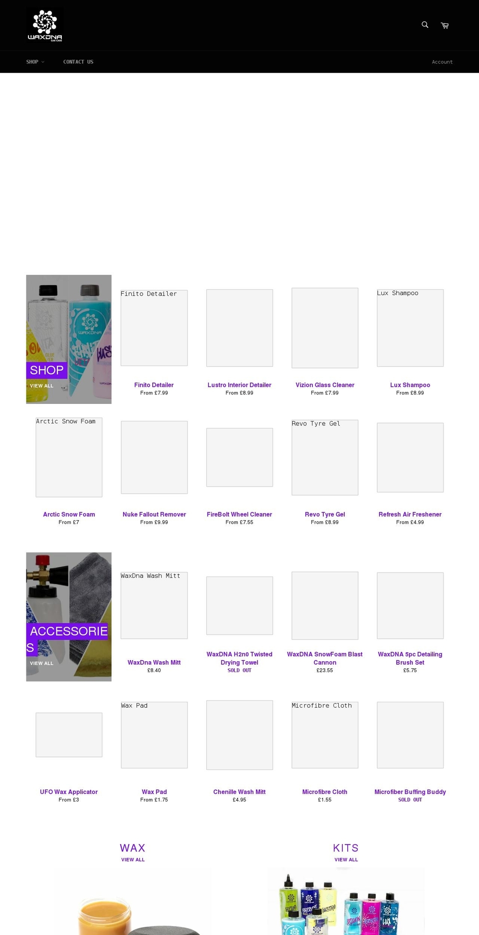 waxdna.co.uk shopify website screenshot