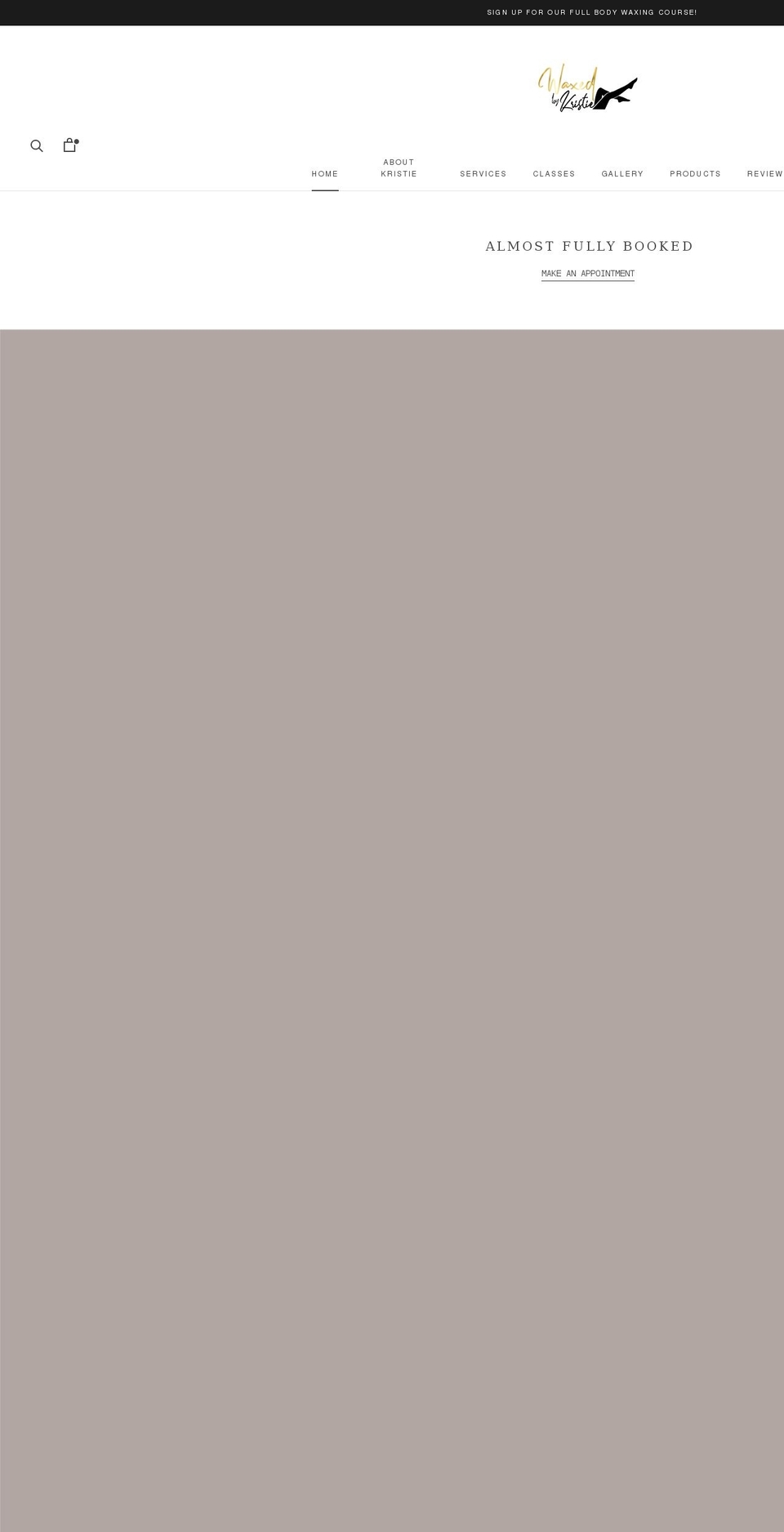 waxedbykristie.com shopify website screenshot