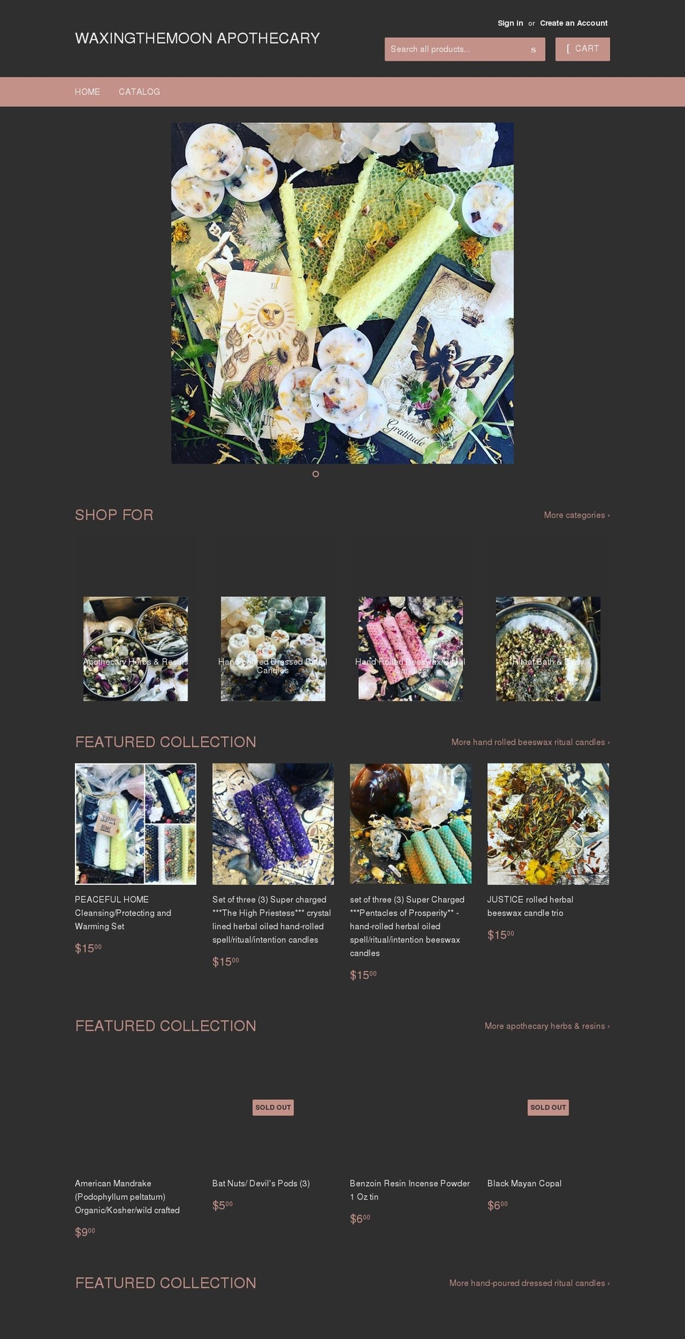 waxingthemoon.com shopify website screenshot
