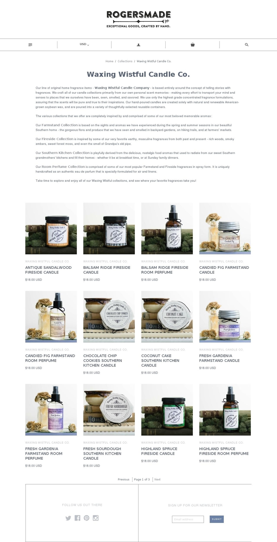 waxingwistful.com shopify website screenshot