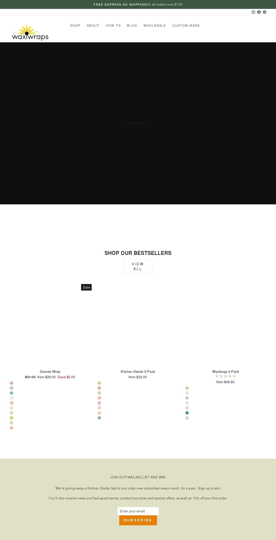 waxiwraps.com.au shopify website screenshot