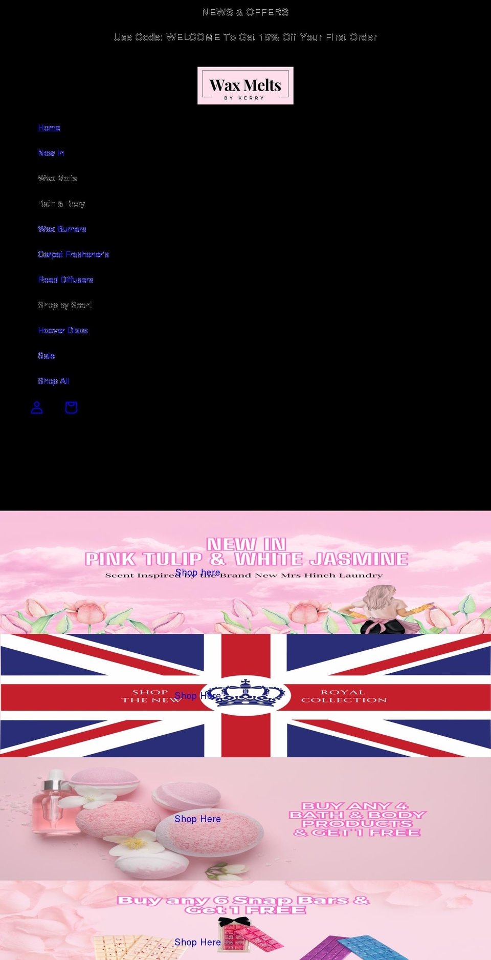 waxmeltsbykerry.com shopify website screenshot