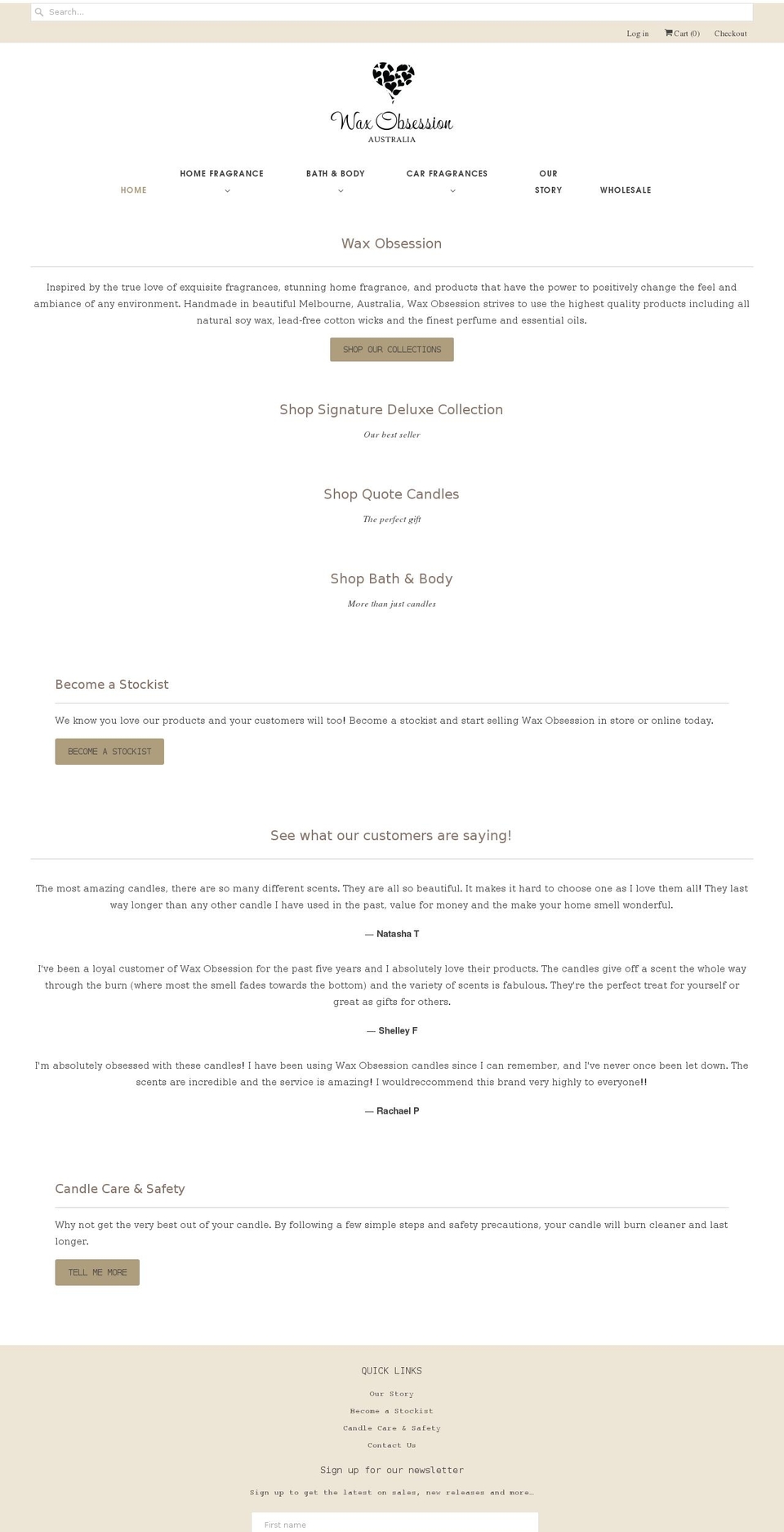 waxobsession.com.au shopify website screenshot