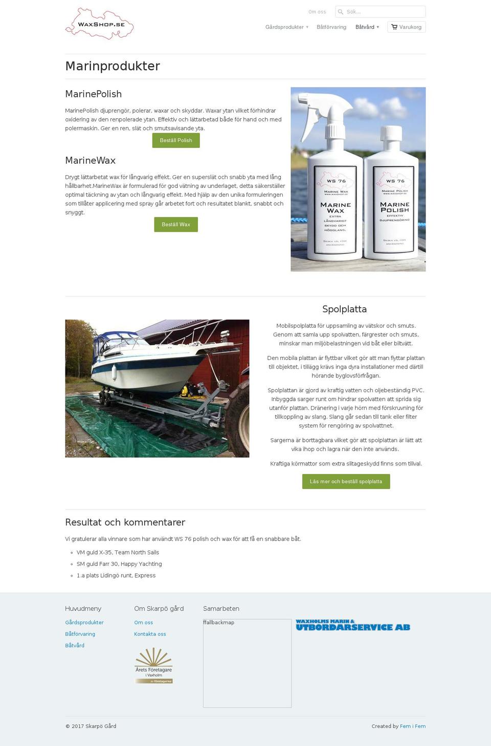 waxshop.se shopify website screenshot