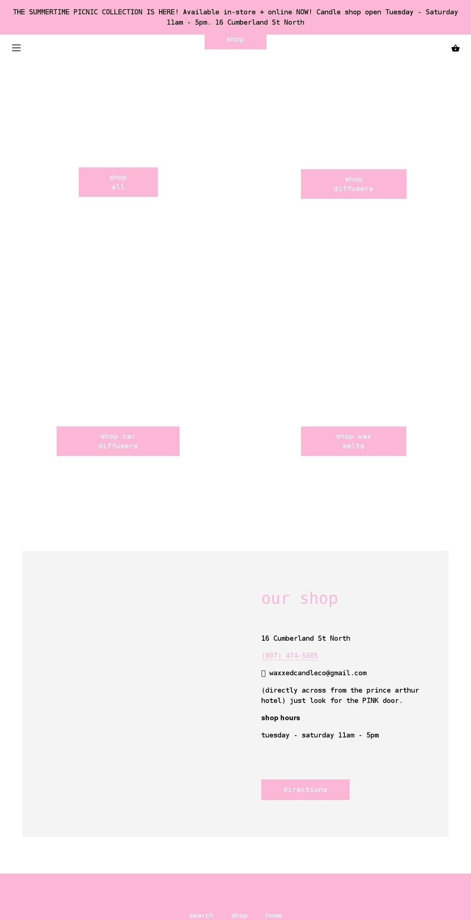 waxxedcandleco.com shopify website screenshot