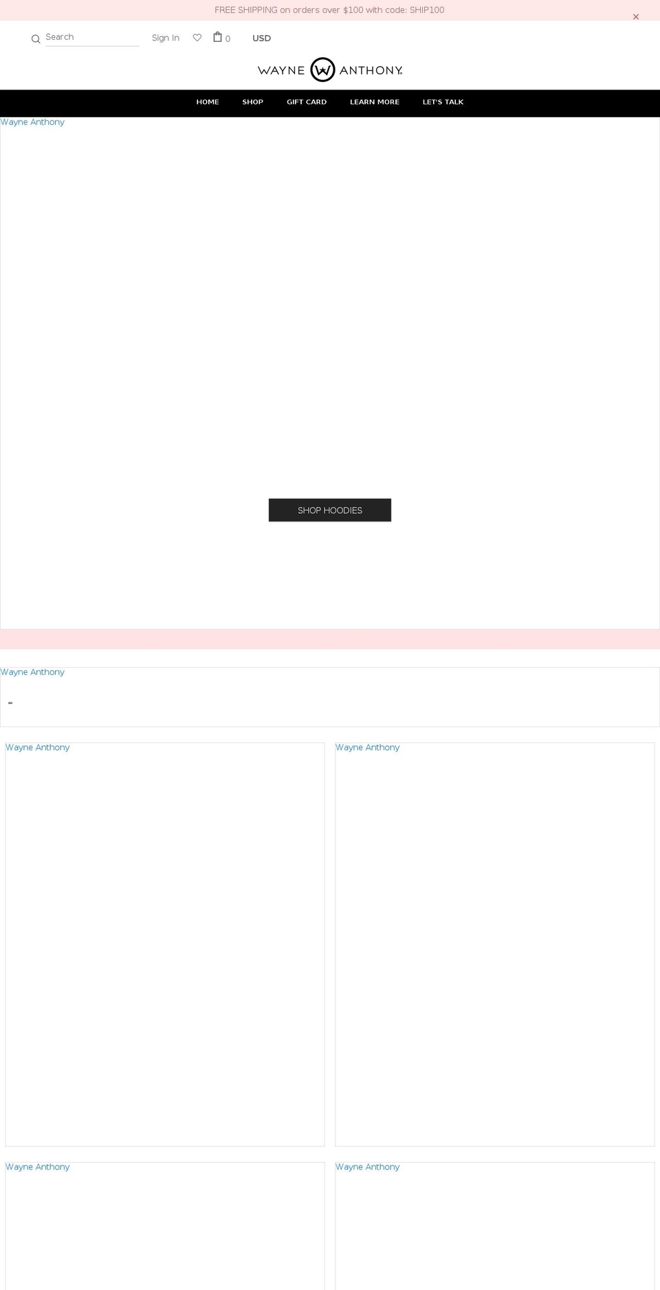 wayneanthony.com shopify website screenshot