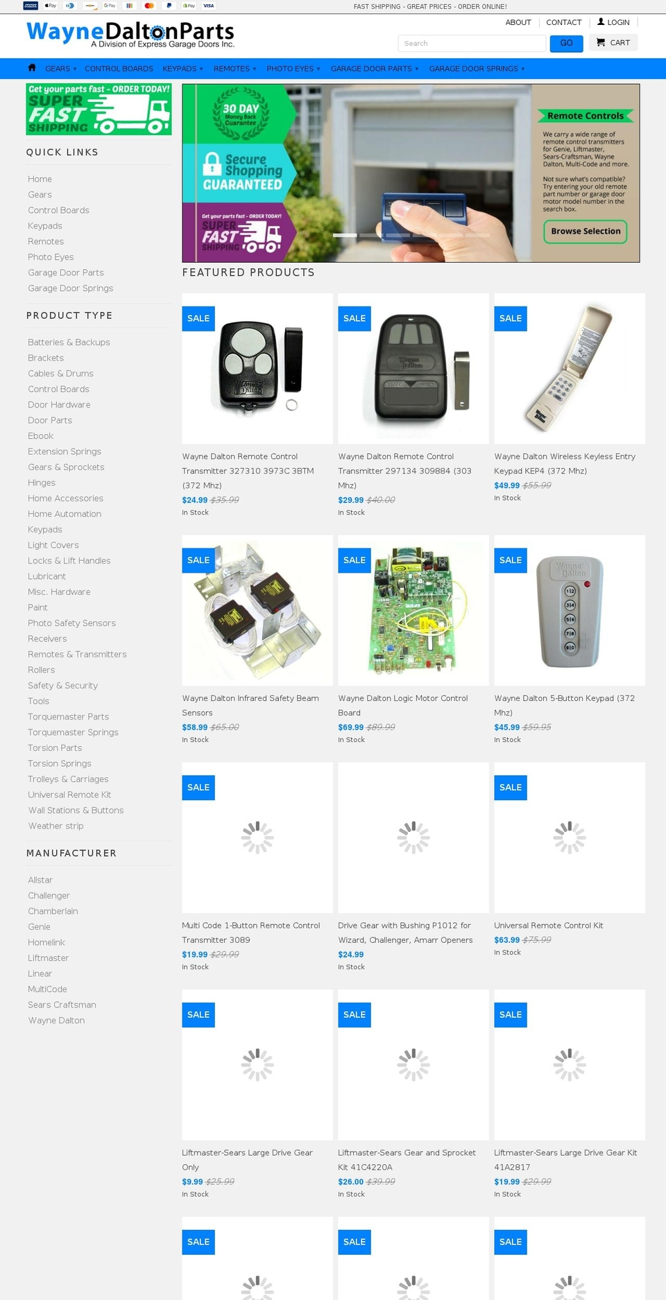 waynedaltonparts.com shopify website screenshot