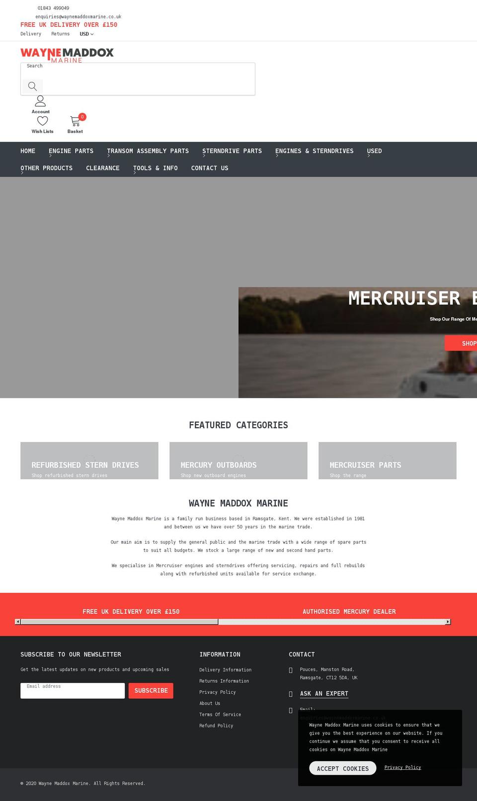 waynemaddoxmarine.co.uk shopify website screenshot