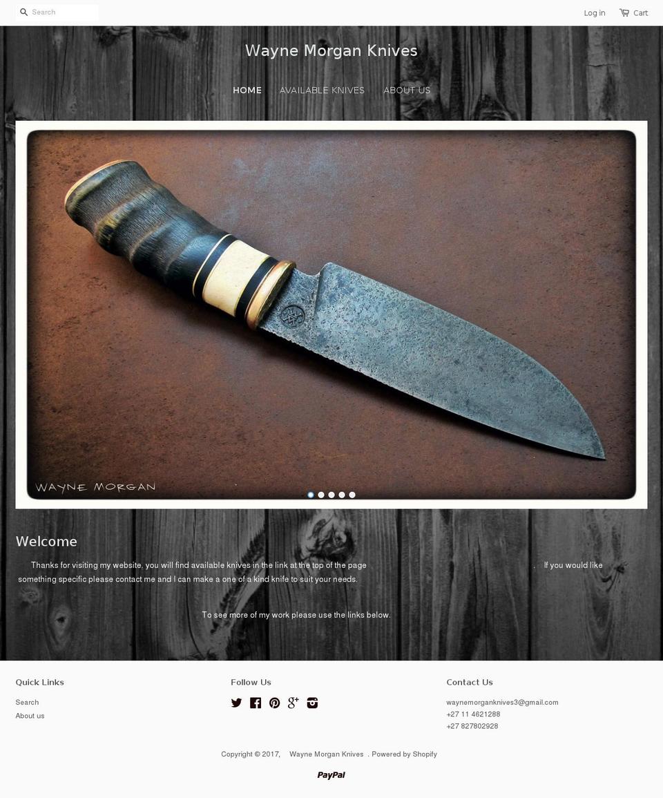 waynemorganknives.com shopify website screenshot
