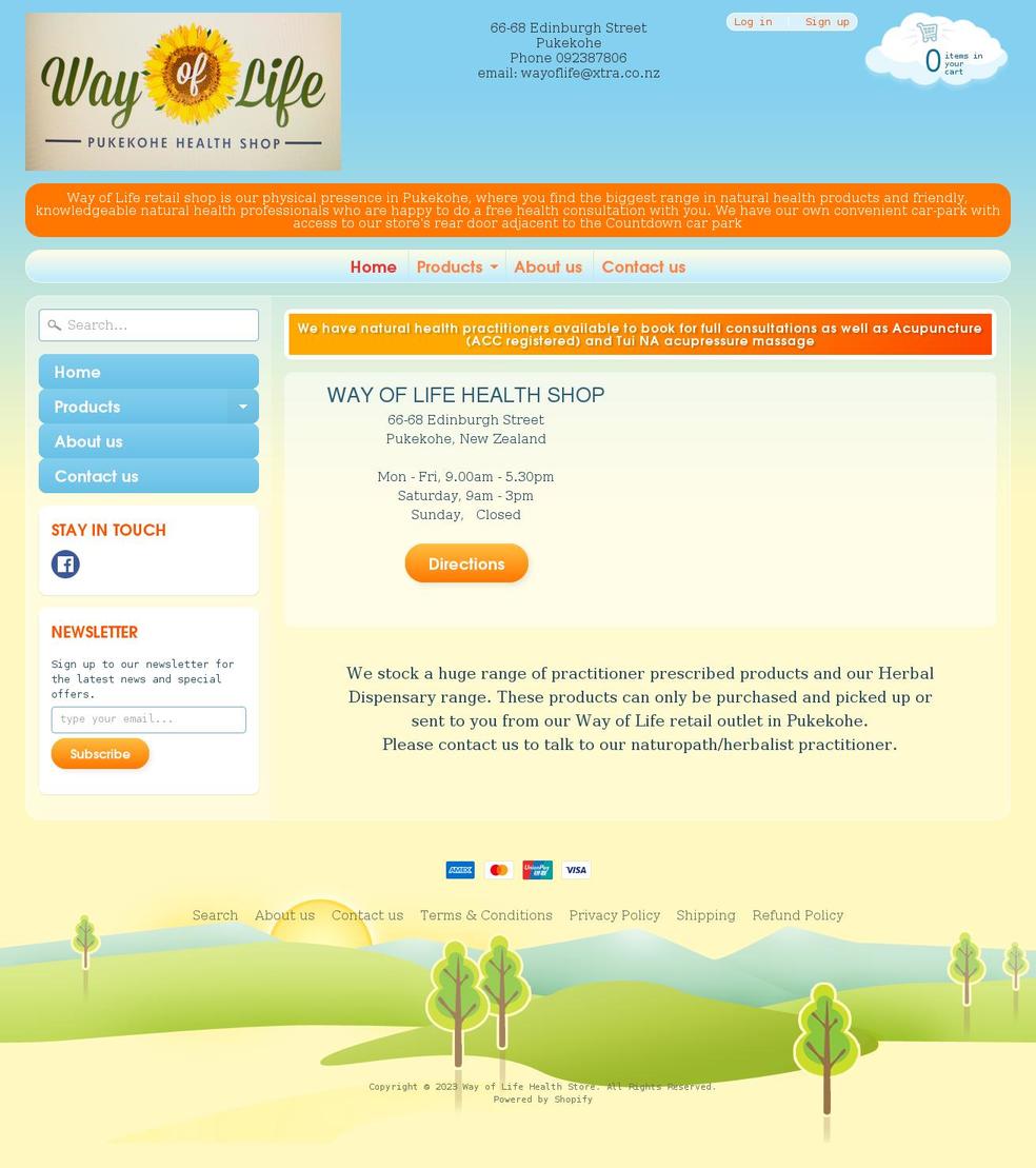 wayoflifehealth.co.nz shopify website screenshot