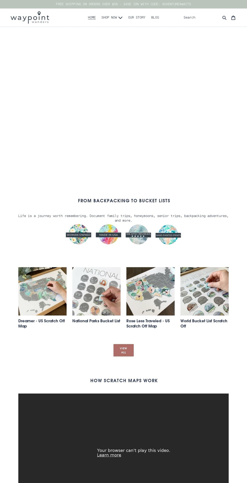 waypointwanders.com shopify website screenshot
