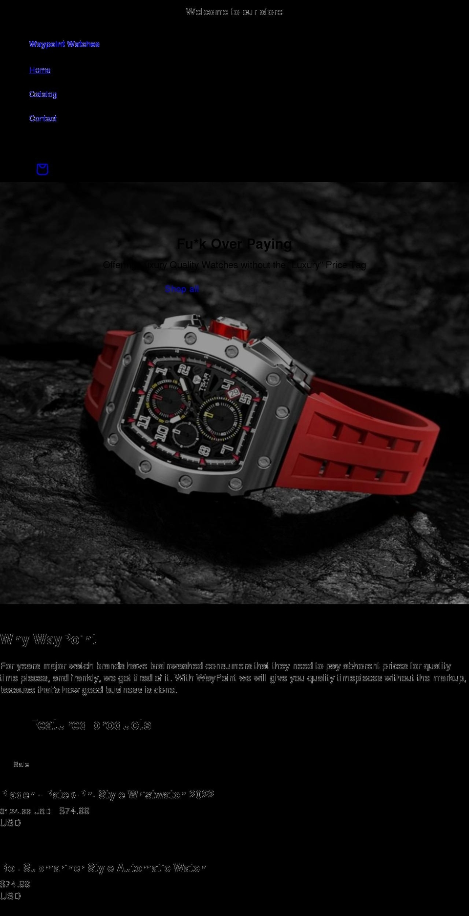 waypointwatches.com shopify website screenshot