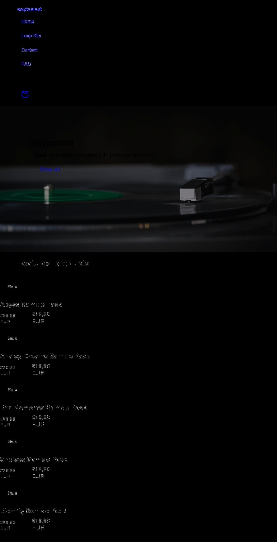 waytoolost.com shopify website screenshot