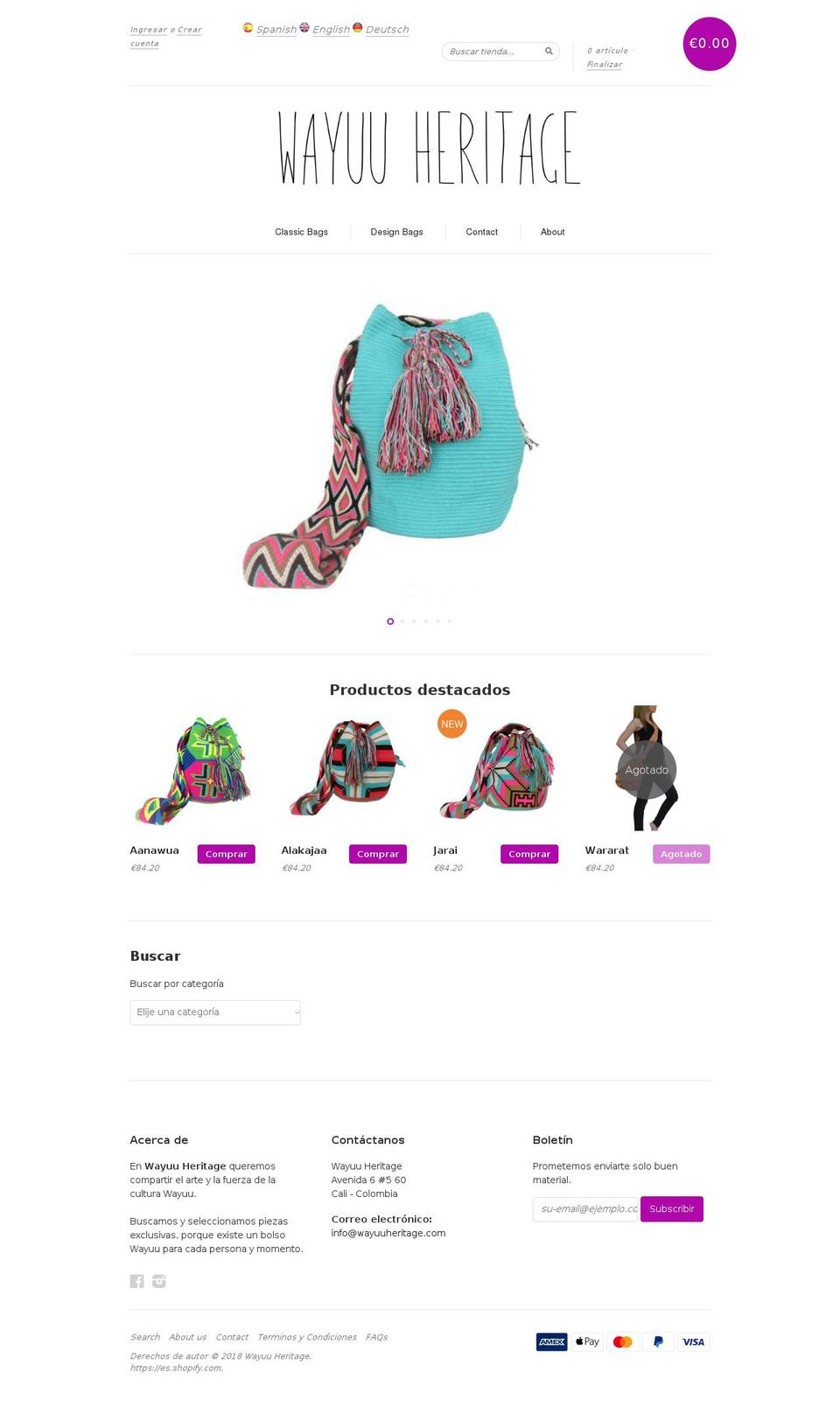 wayuuheritage.com shopify website screenshot