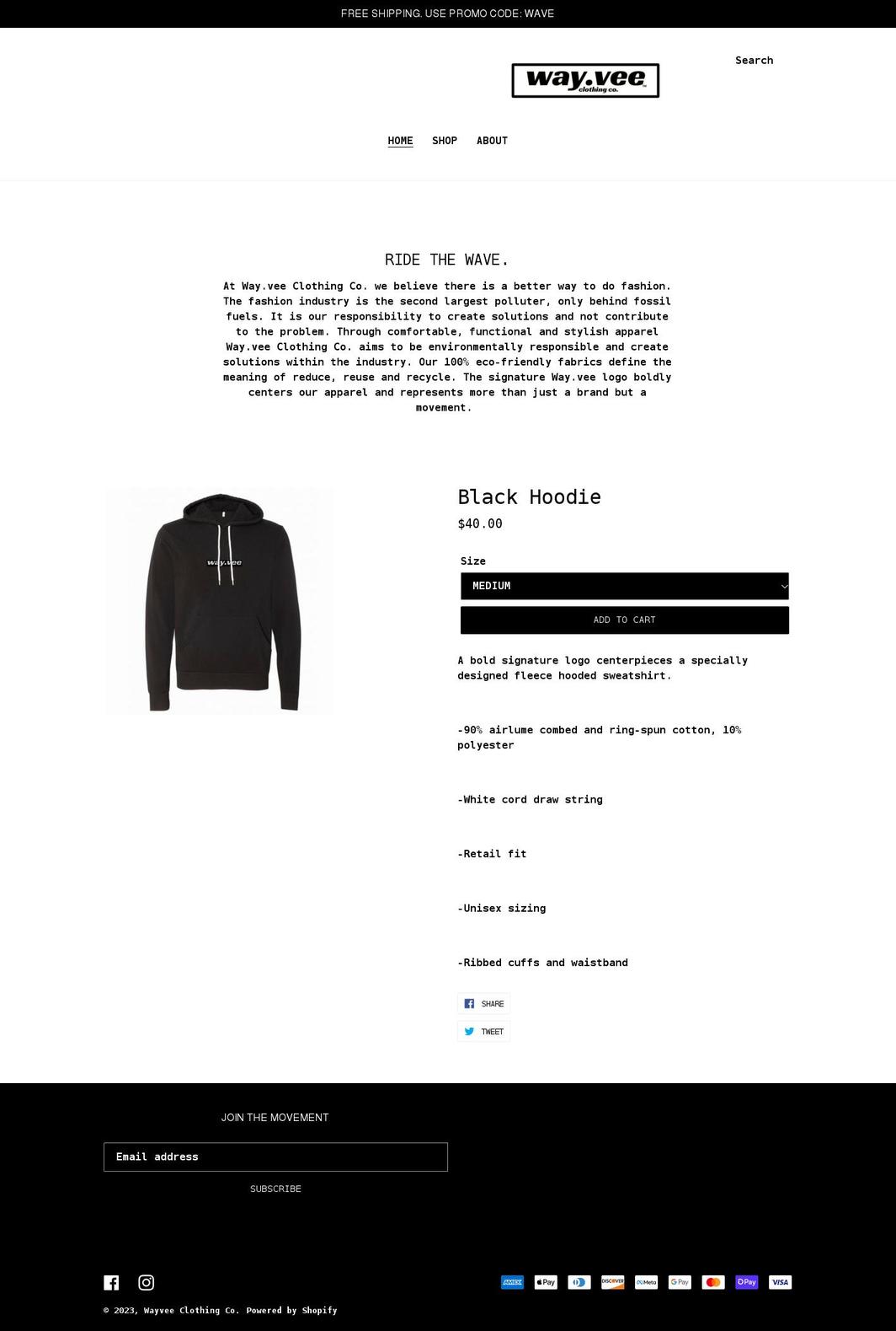 wayveeclothingco.com shopify website screenshot