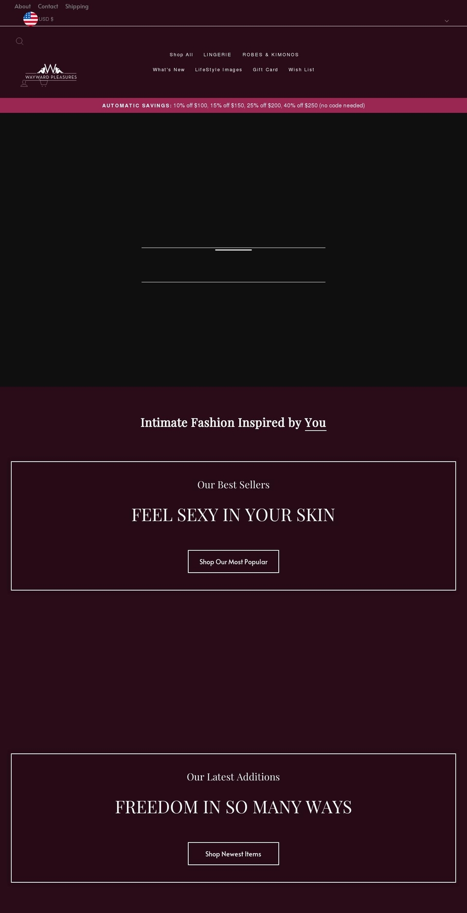 wayward-pleasure.myshopify.com shopify website screenshot