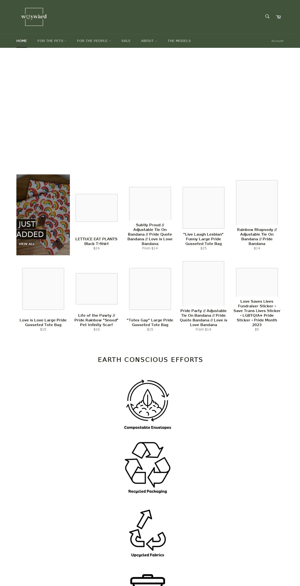 waywardpawsco.com shopify website screenshot