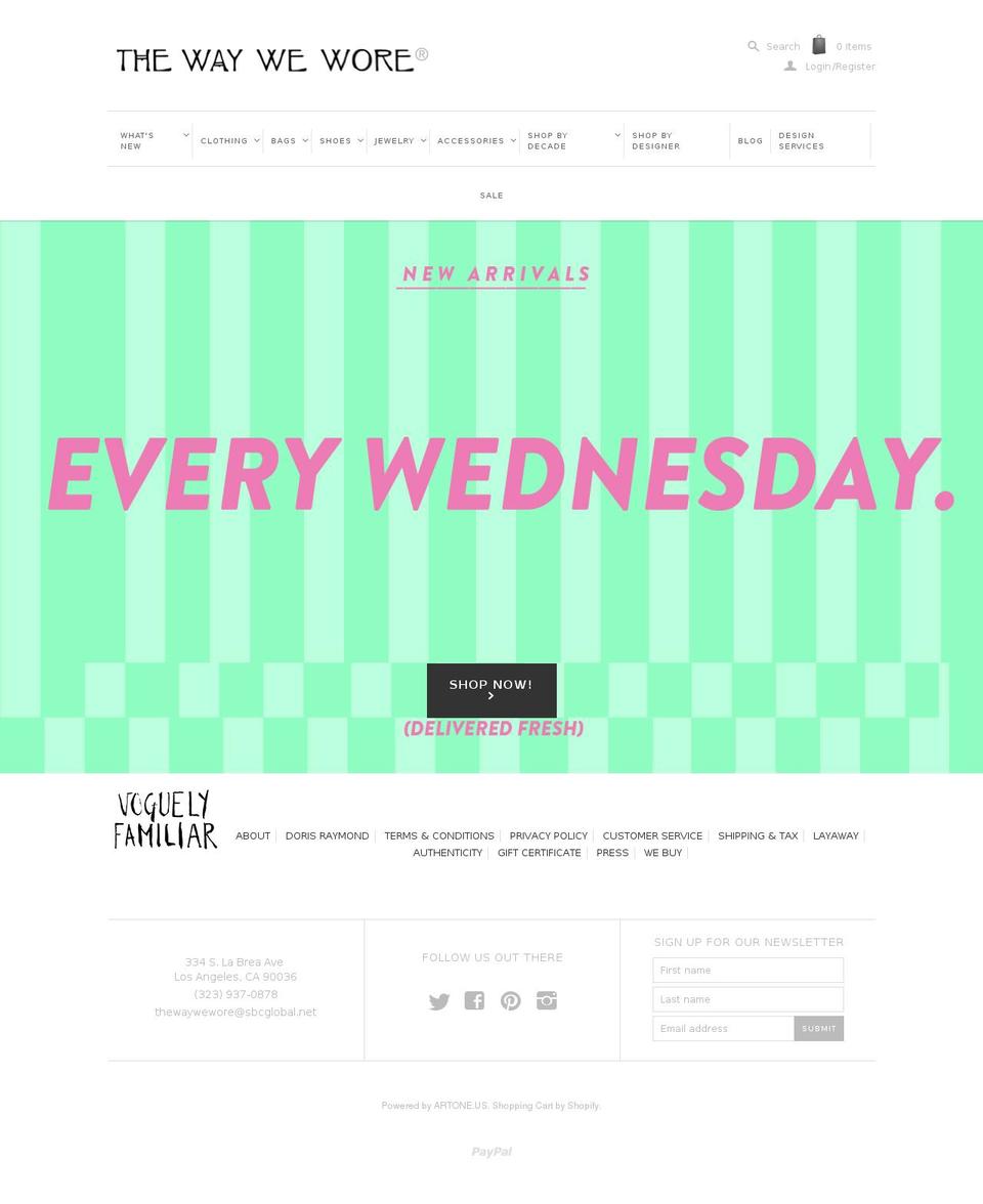 waywewore.com shopify website screenshot
