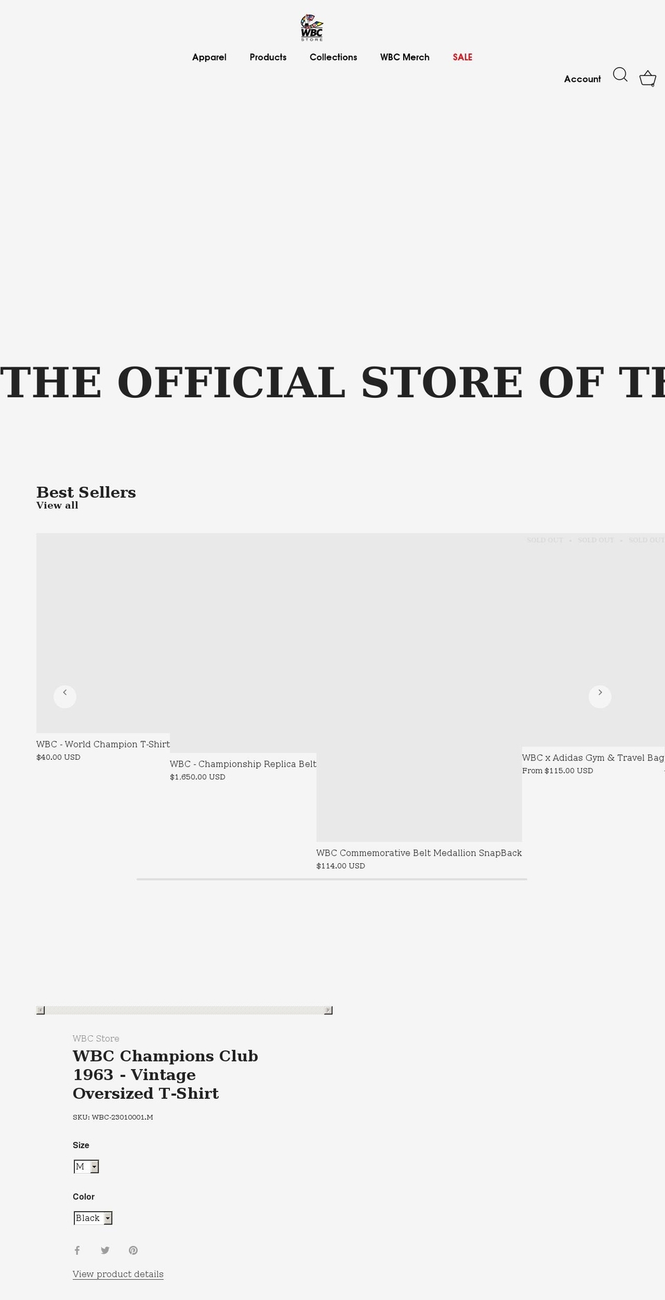 wbcstore.com shopify website screenshot