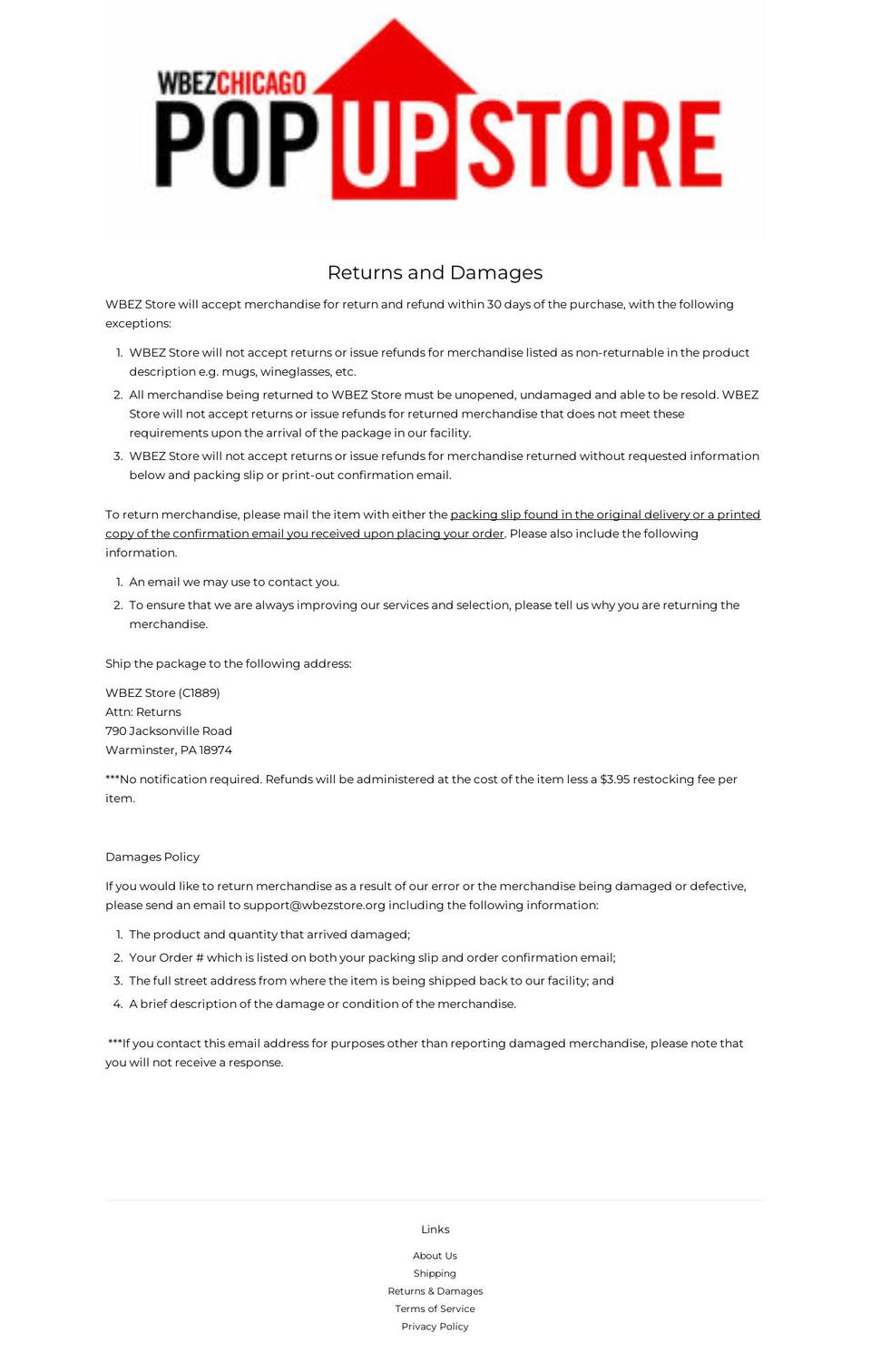 wbezstore.org shopify website screenshot
