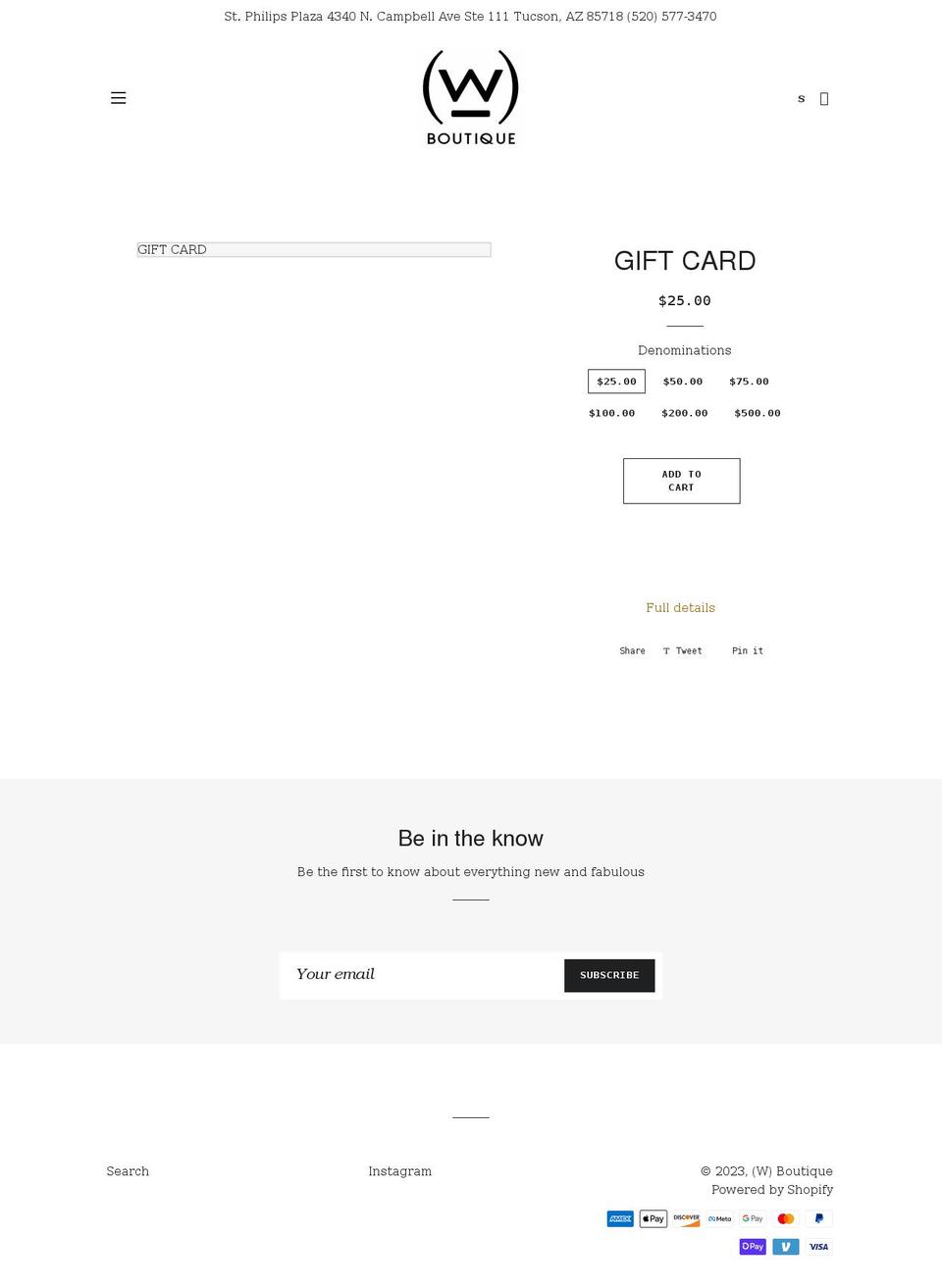 wboutiquetucson.com shopify website screenshot