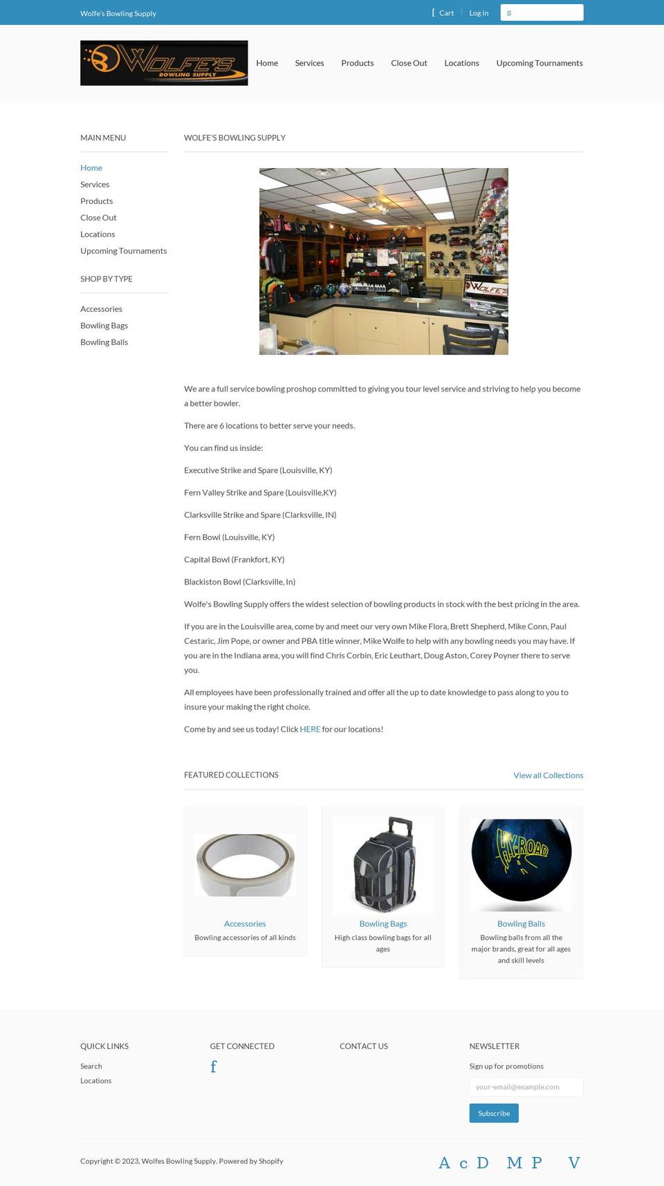 wbsbowling.com shopify website screenshot