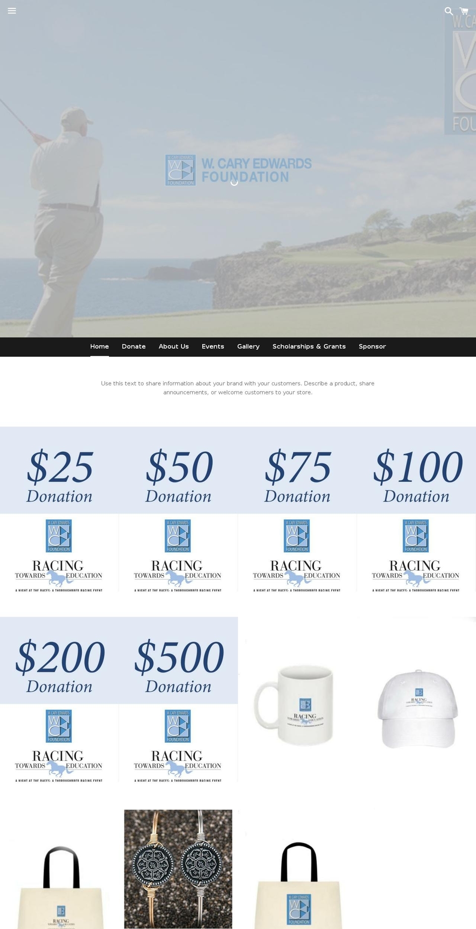 wcaryedwardsfoundation.com shopify website screenshot