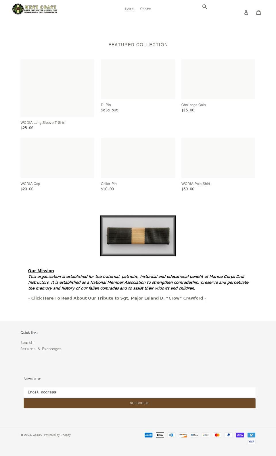 wcdia.myshopify.com shopify website screenshot