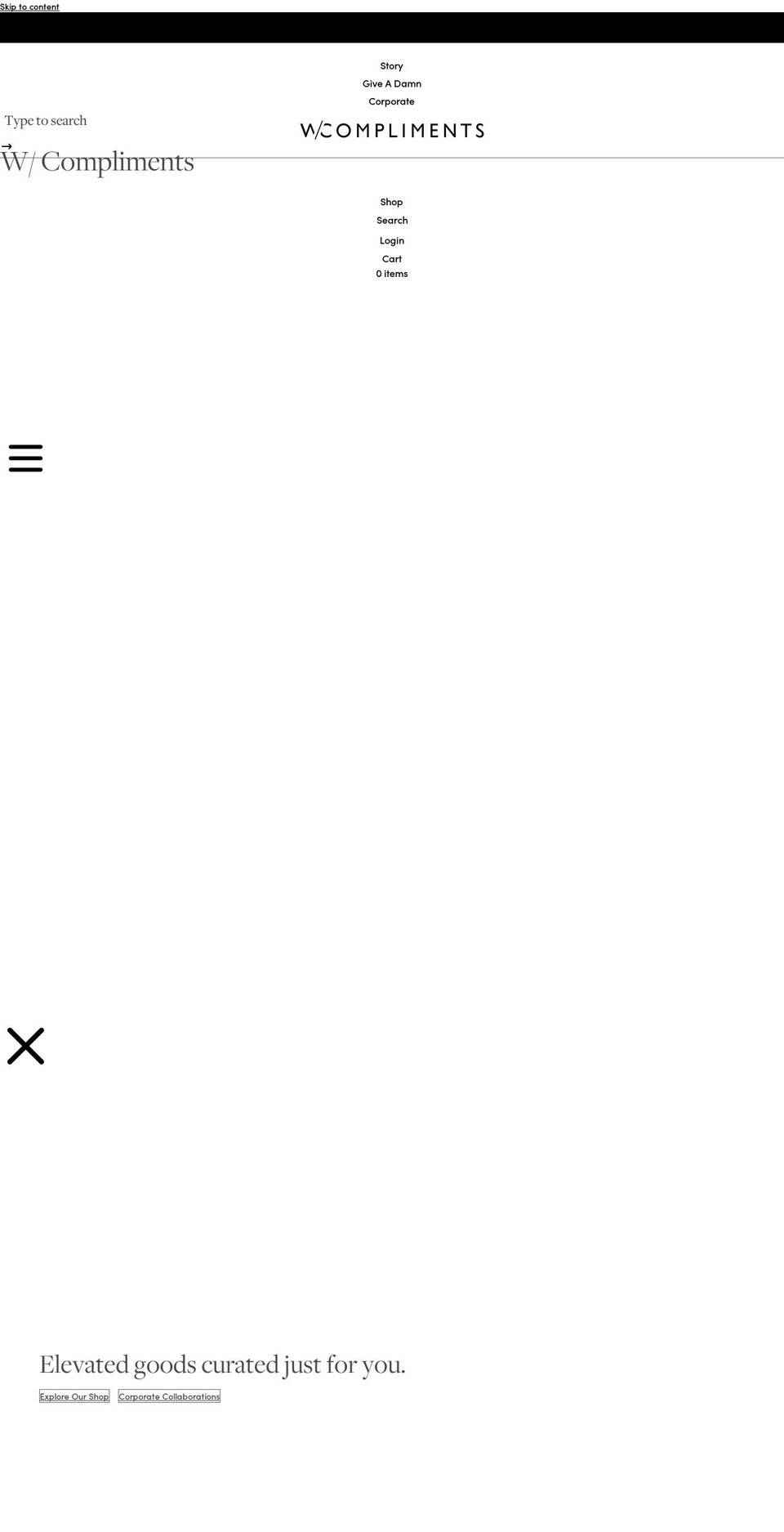 wcompliments.com shopify website screenshot