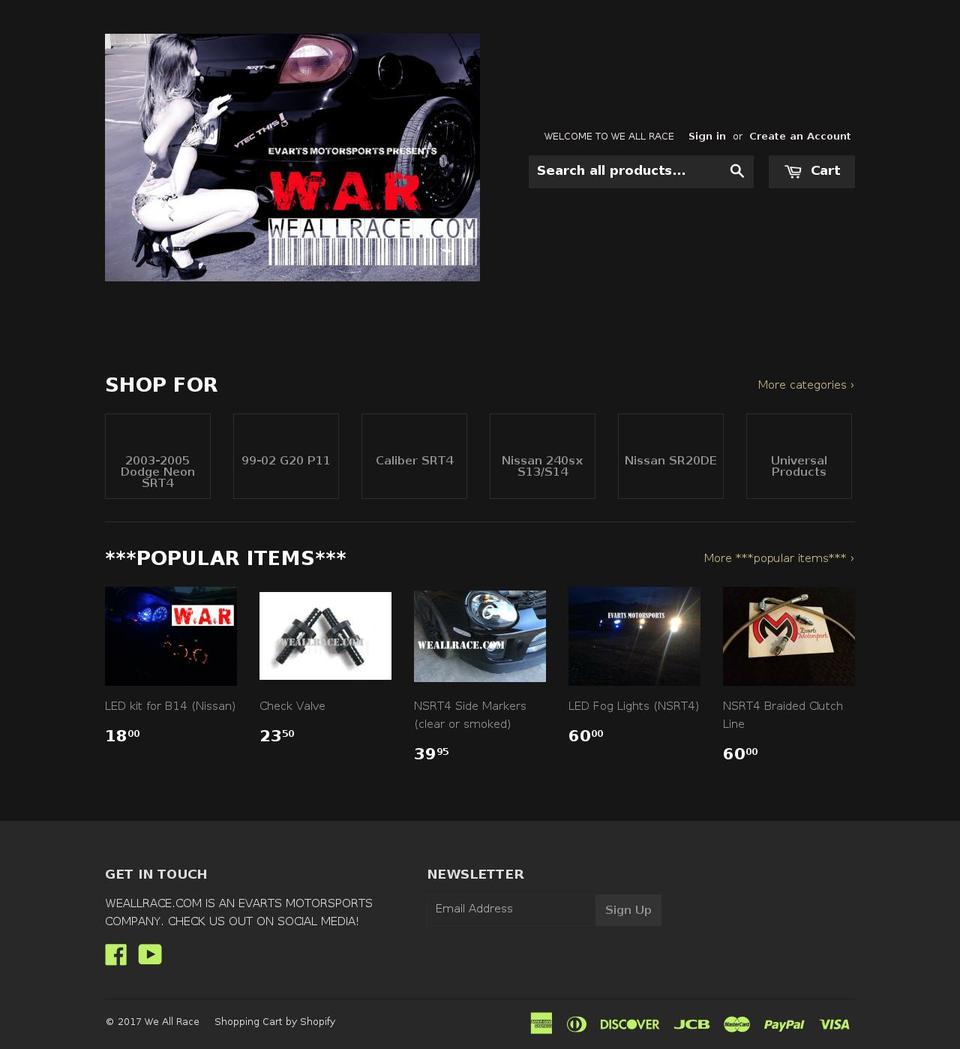 weallrace.com shopify website screenshot