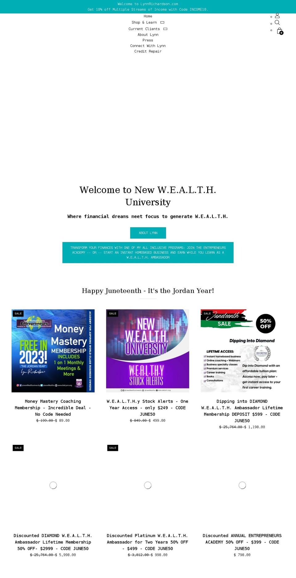 wealth-university.myshopify.com shopify website screenshot