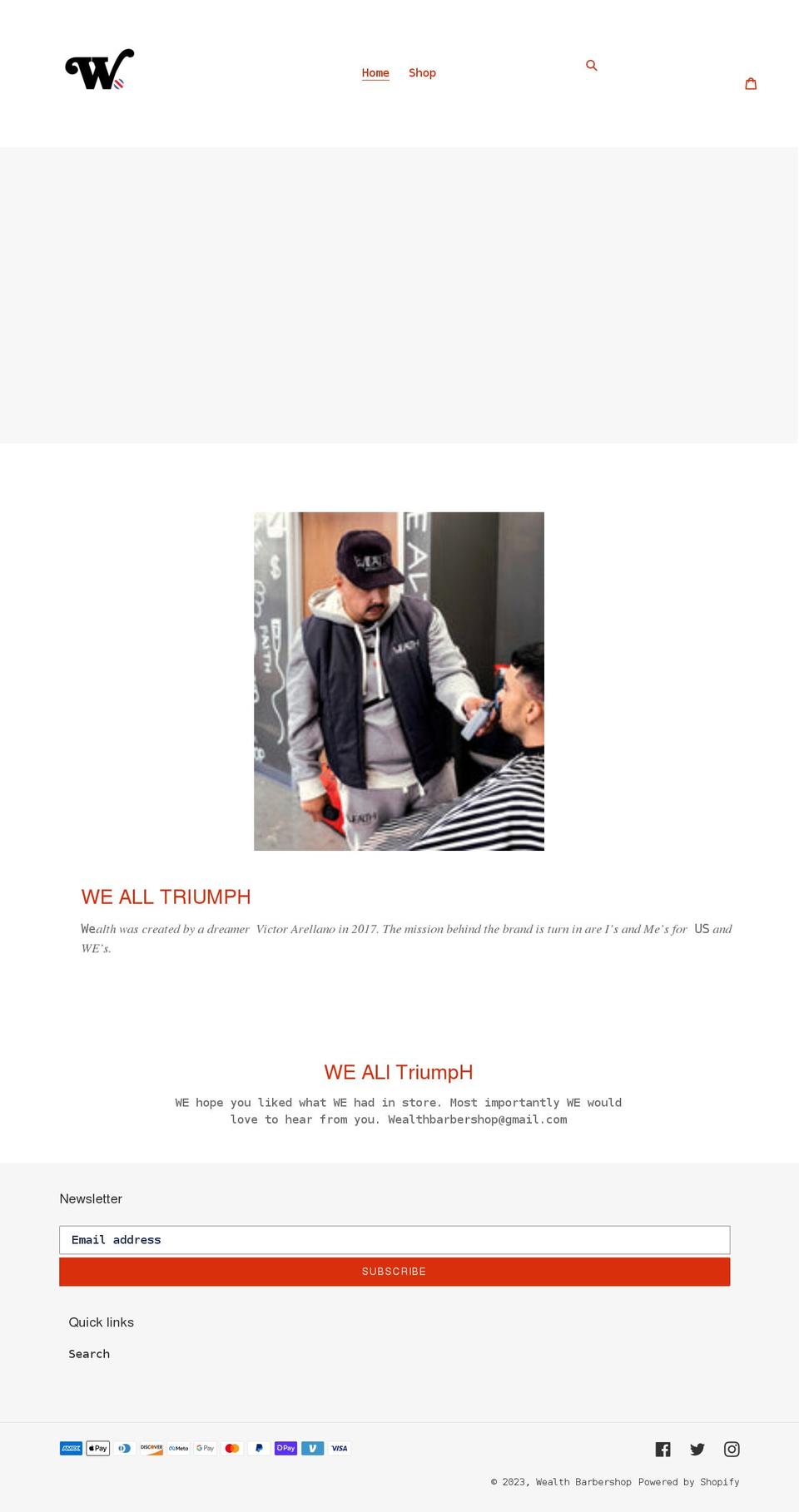 wealthbarbershop.com shopify website screenshot