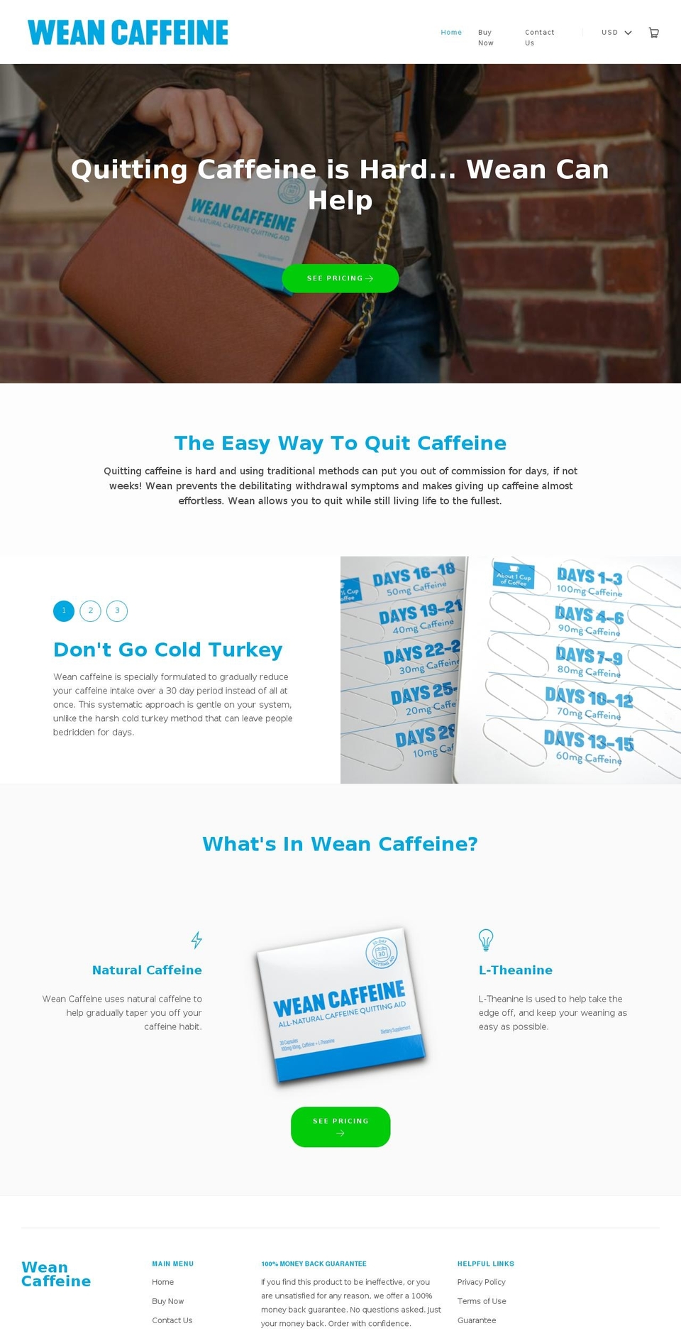 weancaffeine.com shopify website screenshot