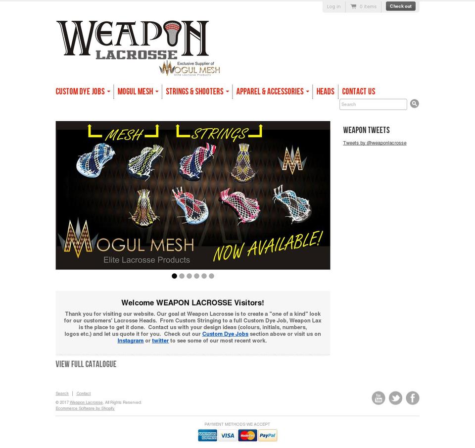 weaponlacrosse.com shopify website screenshot
