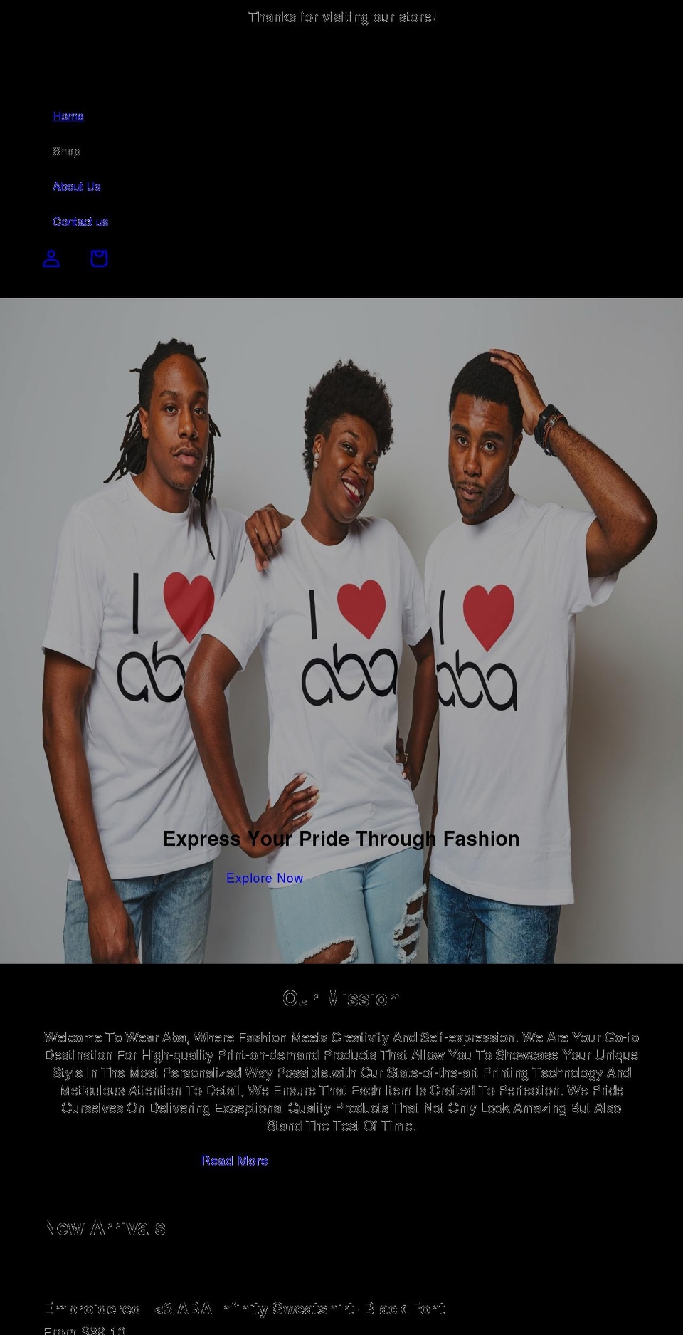 wearaba.com shopify website screenshot