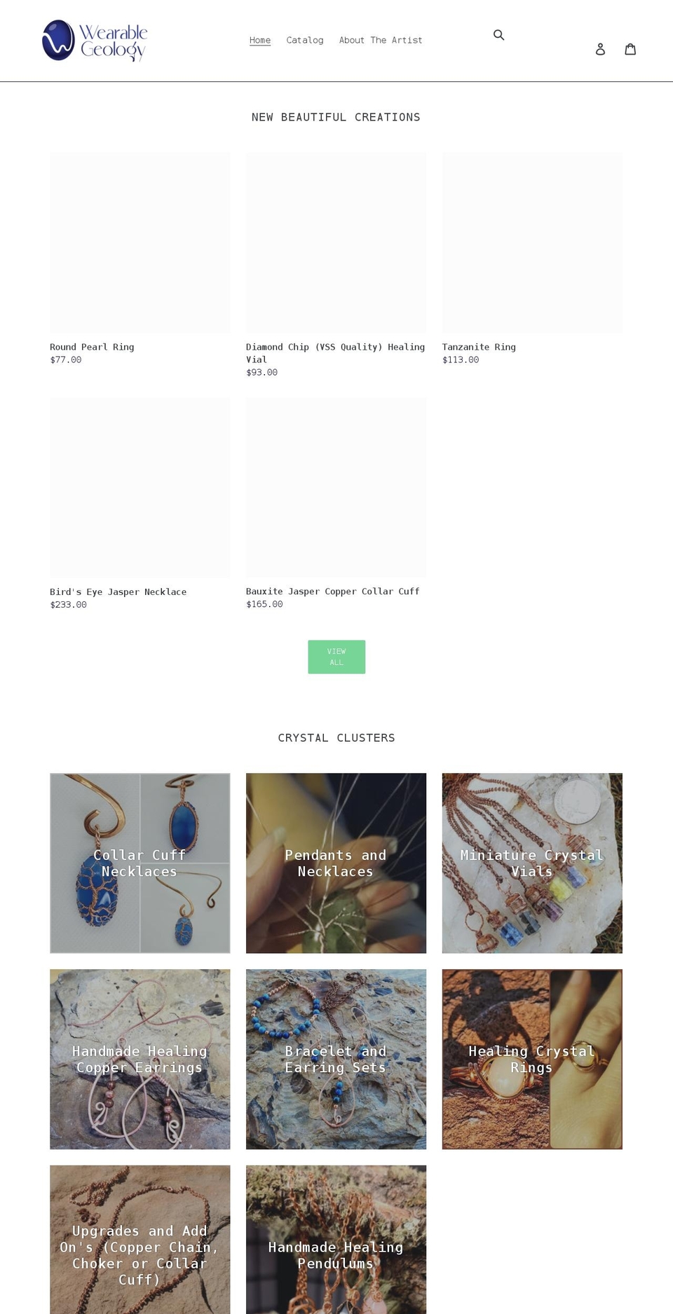 wearablegeology.com shopify website screenshot