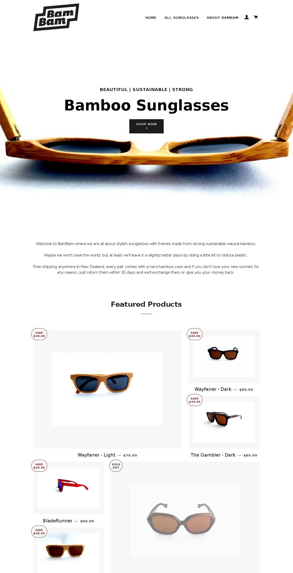 wearbambam.com shopify website screenshot