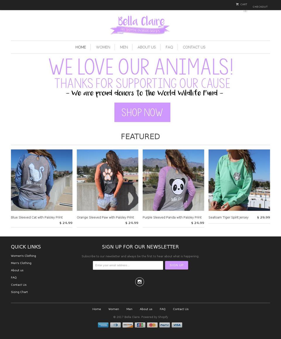 wearbellaclaire.com shopify website screenshot