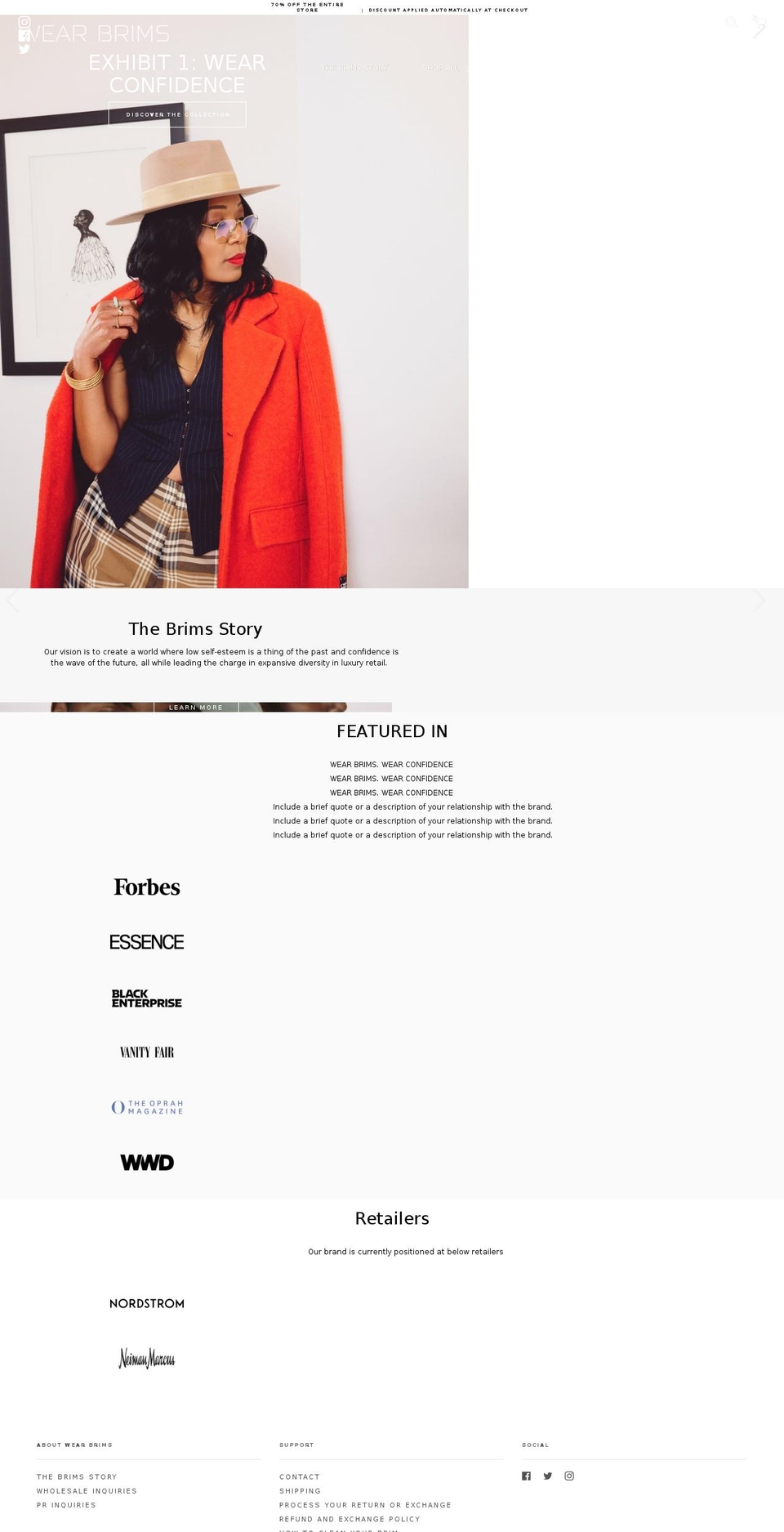 wearbrims.com shopify website screenshot