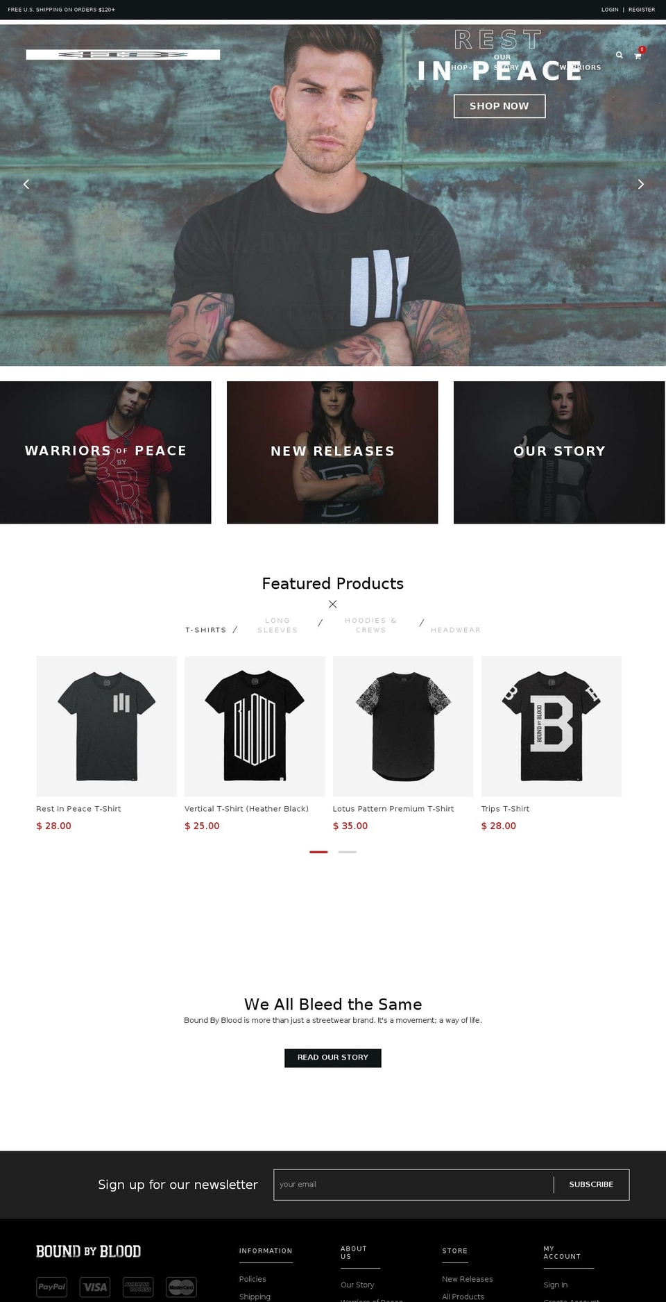 BBB Shopify theme site example weareboundbyblood.com