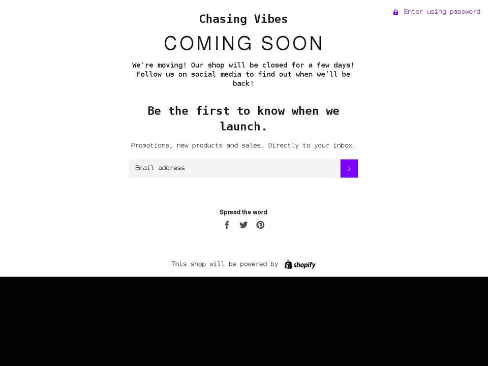 wearechasingvibes.com shopify website screenshot