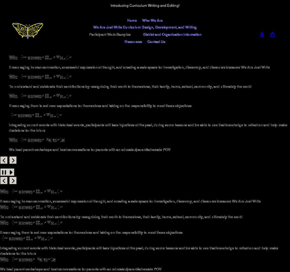 wearejustwrite.com shopify website screenshot