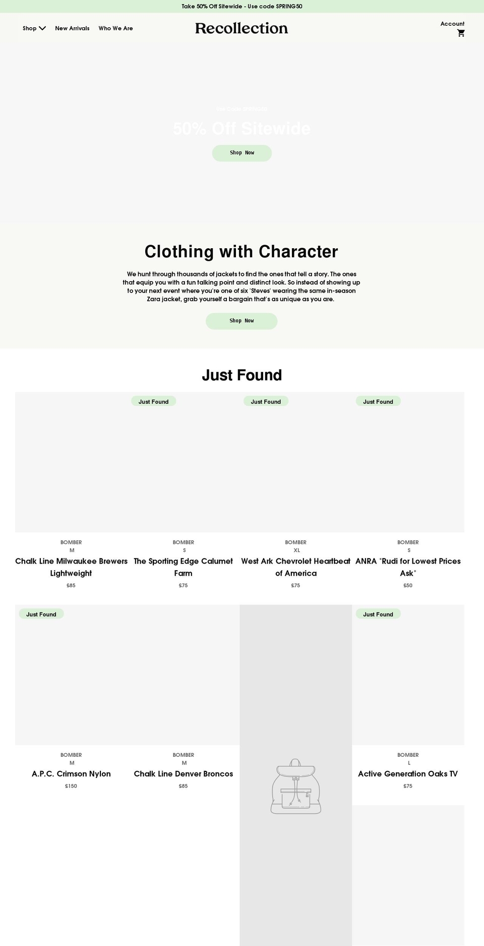 wearerecollection.com shopify website screenshot